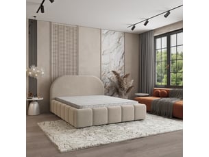 Lit coffre 160x200 cm <strong>MASSENO</strong>  <strong></strong> coloris beige