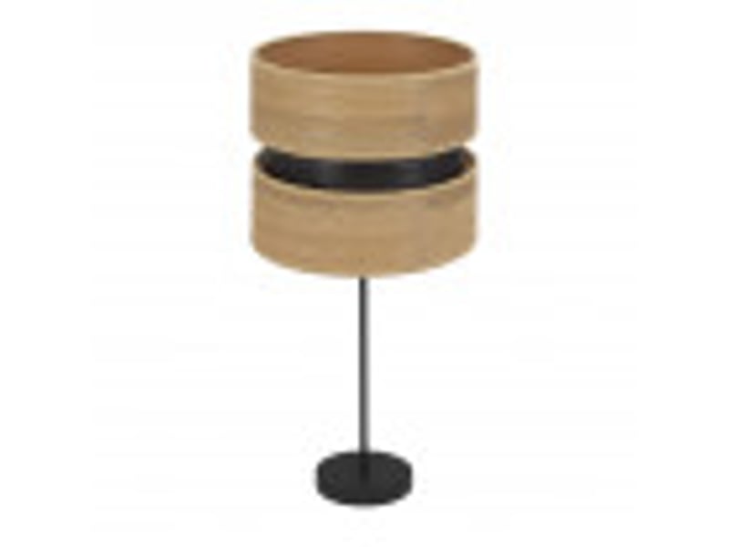  Fabrilamp colet grande lampe à poser noire effet bois clair en métal et textile, 1 x e27, 61 cm 175671185 - Conforama B