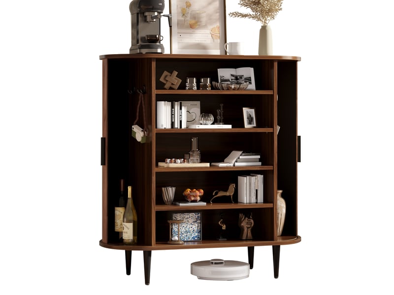  Buffet haut 85x40x93 cm naturel avec 2 portes coulissantes et 4 crochets  - Conforama A