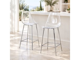 tabouret de bar <strong>STILVORA</strong> - transparent hauteur d'assise 65 cm vendu Par paire
