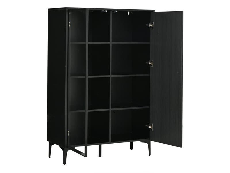  Vitrine 90x40x135 cm 2 portes led mdf noir et bois naturel  - Conforama D