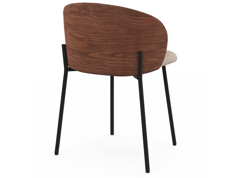  Lot de 4 chaises penny en tissu taupe et dossier effet noyer pour salle à manger  - Conforama D
