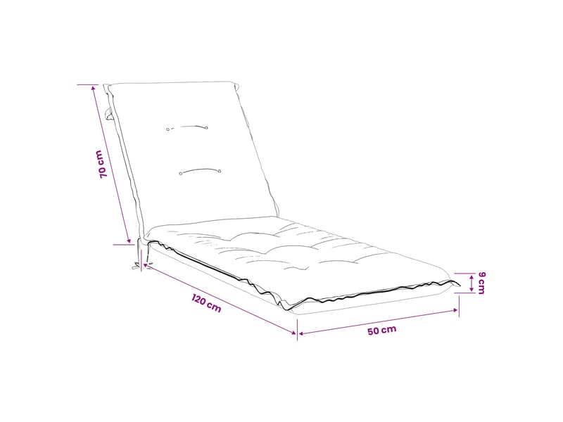 Coussin de transat, coussin pour bain de soleil gemert 100 % polyester rose 190 x 50 x 9 cm cf56180  - Conforama E