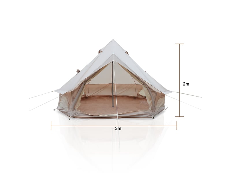  Tente cloche oxford beige 4 saisons 3-4 personnes, 9,8 ft, avec sortie pour poêle  - Conforama C