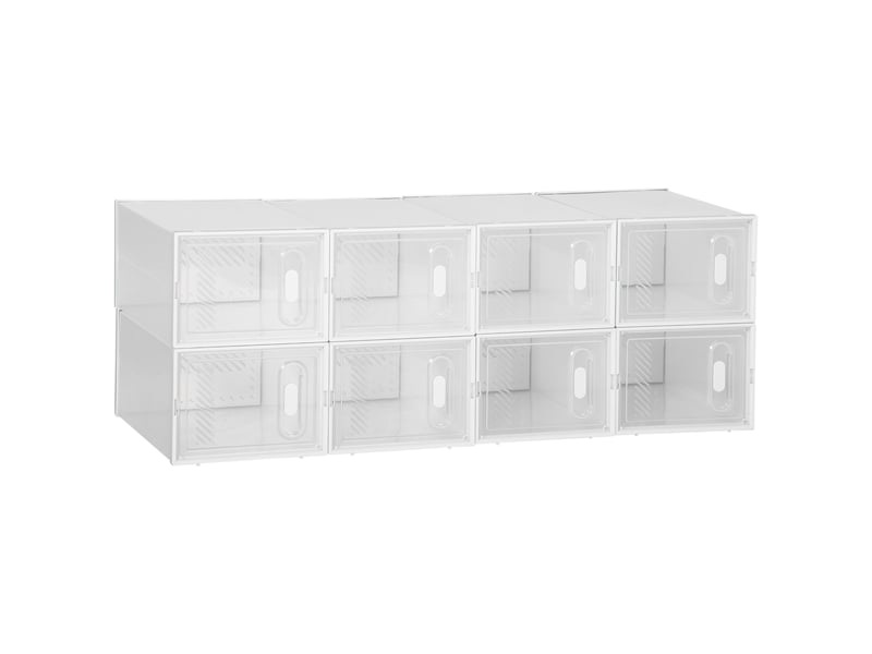  Lot de 8 boites cubes rangement à chaussures modulable avec portes transparentes - 25 x 35 x 19 cm  - Conforama B