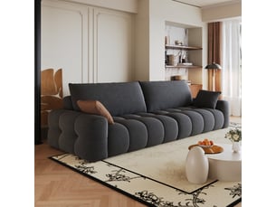 Canapé modulable sans armature 260 cm, canapé compressé à assise profonde, rembourrage doux en mousse, prêt à l’emploi sans montage, tissu gris foncé