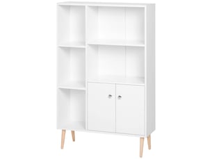Bibliothèque 5 niches et placard 2 portes blanc 80 x 23,5 x 123 cm