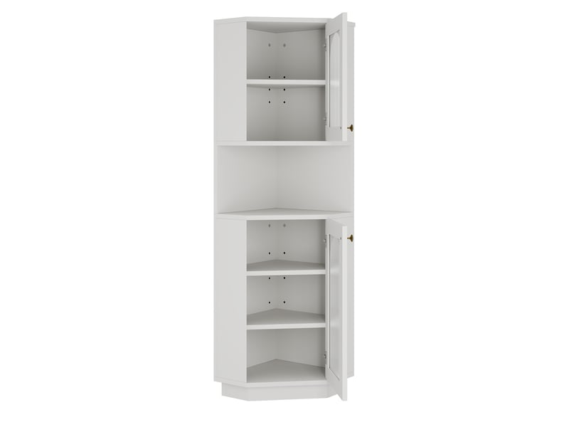  Armoire de salle de bains d'angle 45 x 45 x 166,5 cm blanche en mdf, éclairage et rangement  - Conforama D
