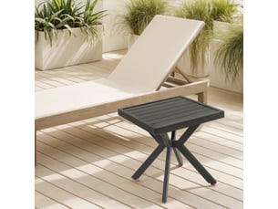 Table d’appoint carré en aluminium brun foncé, extérieur, patio, jardin, piscine, résistant intempéries