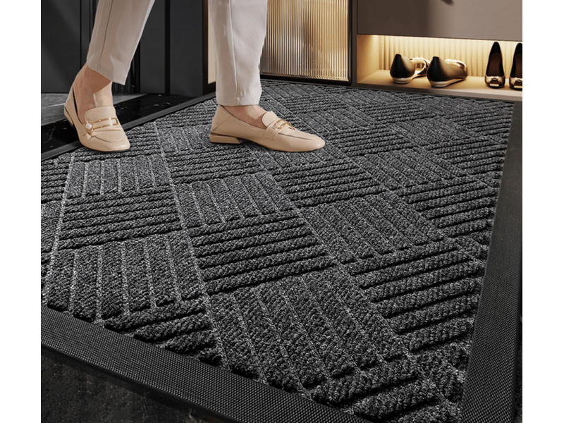  Paillasson sergé noir 75x45 cm, très absorbant et durable, poils longs, idéal pour parquet et sols sensibles  - Conforama C