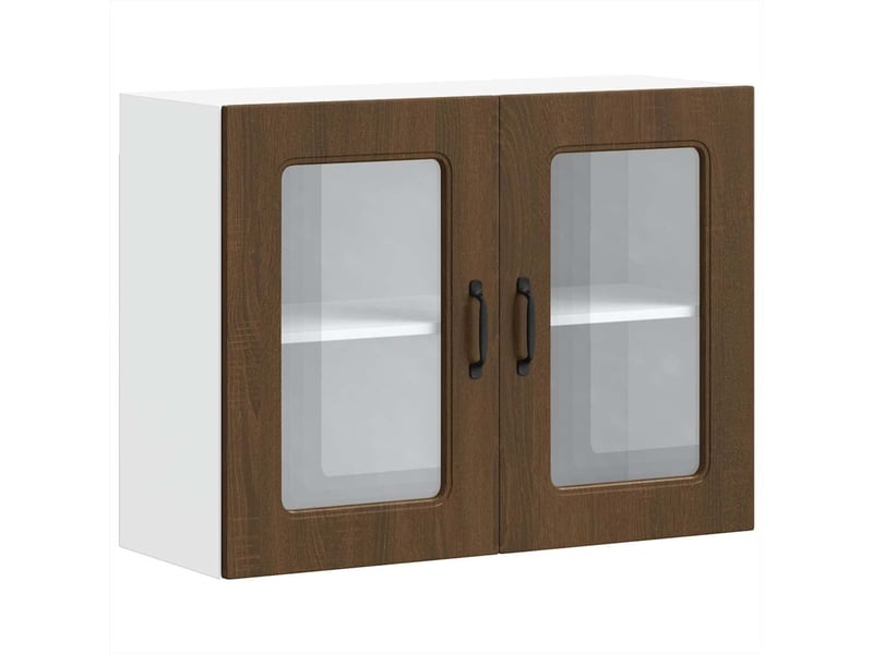  Armoire murale de cuisine et porte en verre kalmar chêne marron shl6831  - Conforama A