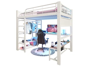 Lit mezzanine 140x200 cm <strong>MODENVIE</strong>  <strong></strong> coloris blanc