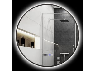 Miroir salle de bain rond led intensité variable anti-buée tactile noir, compatible maison