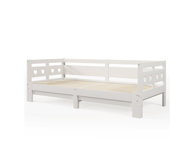  Lit gigogne 90 × 200 cm 1 place extensible avec 2e couchage, sans matelas, en bois massif et mdf, blanc  - Conforama A