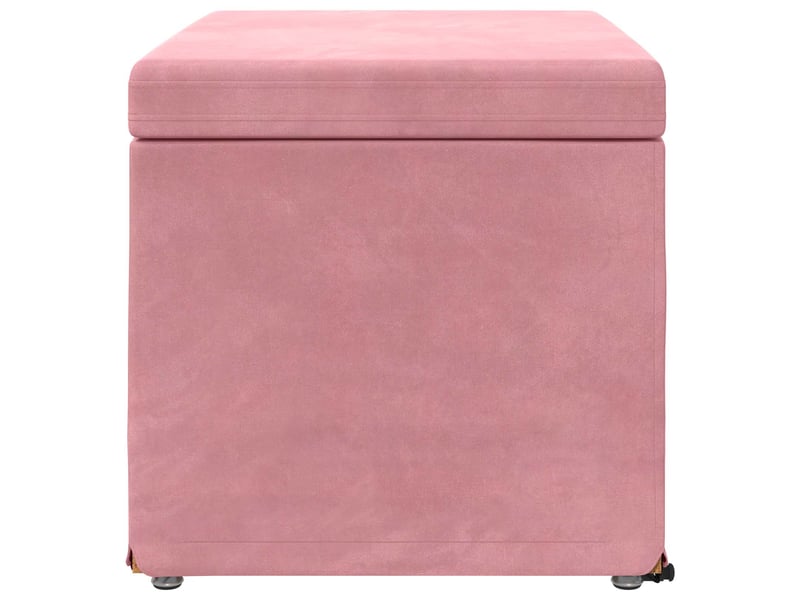 Tabouret bas, ottoman rose 61x41x40 cm velours et bois composite - Conforama E