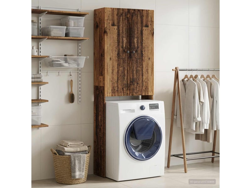 Armoire de toilette, meuble de toilette ede bois ancien 66x25.5x190 cm  - Conforama B