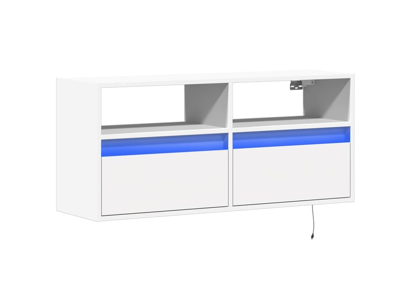  Meuble tv - banc tv - meuble de rangement mural avec lumières led blanc 100x31x45 cm  - Conforama C