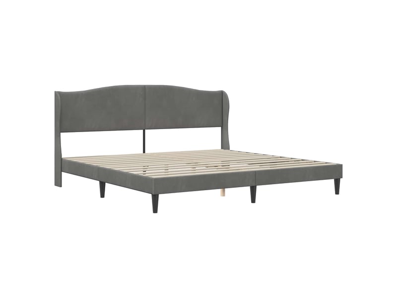  Lit double- lit adulte -  cadre de lit avec tête de lit gris foncé 200 x 200 cm velours  - Conforama B
