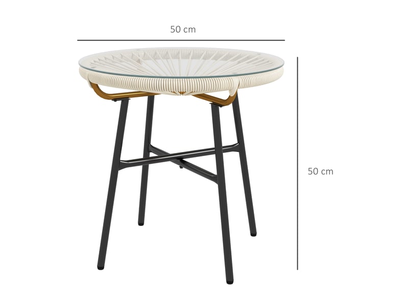  Table basse de jardin ronde métal crème 50x50x50cm  - Conforama E