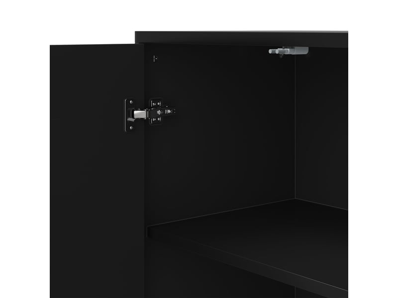 Buffet noir 4 portes motif texturé accents dorés 140x40x74cm - Conforama D
