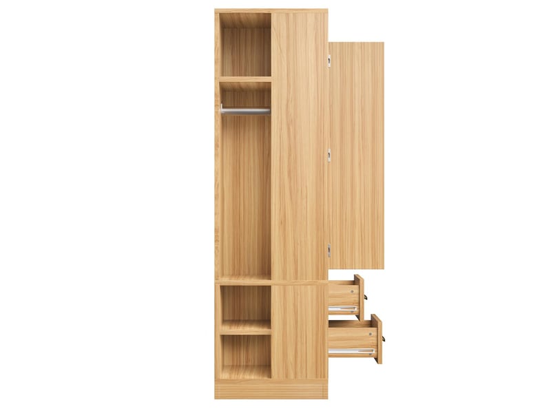  Armoire penderie 1 porte 2 tiroirs 2 tringles coloris bois 70 x 50 x 170 cm  - Conforama D