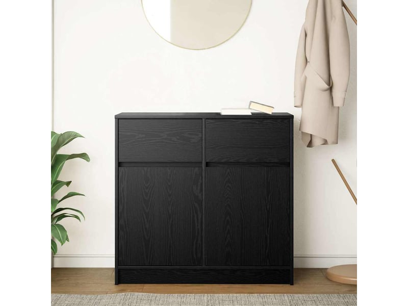  Buffet - bahut - meuble de rangement avec tiroir chêne noir 80x34x76 cm bois d'ingénierie  - Conforama C