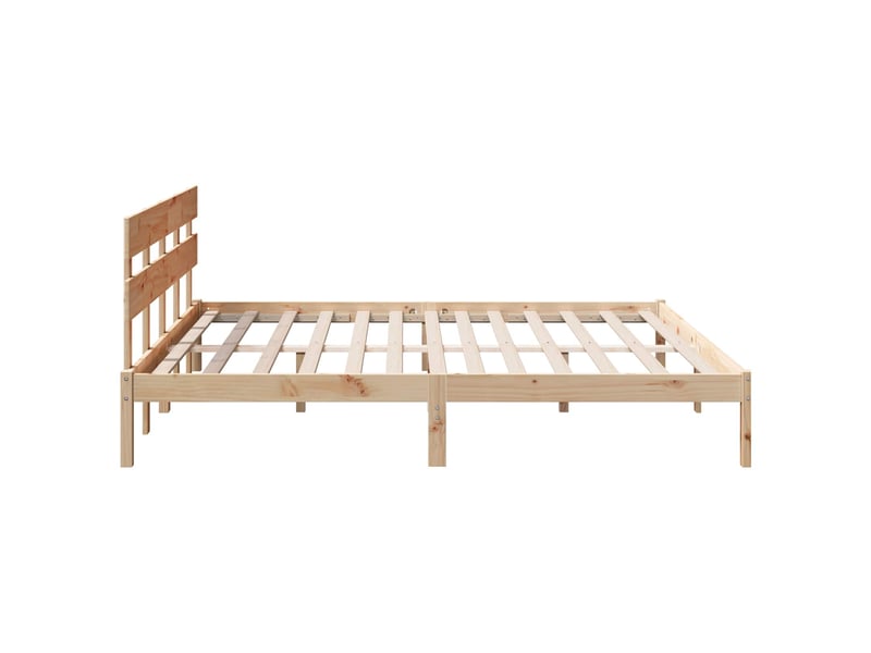 Lit double- lit adulte - cadre de lit marron 200 x 200 cm bois de pin massif - Conforama D