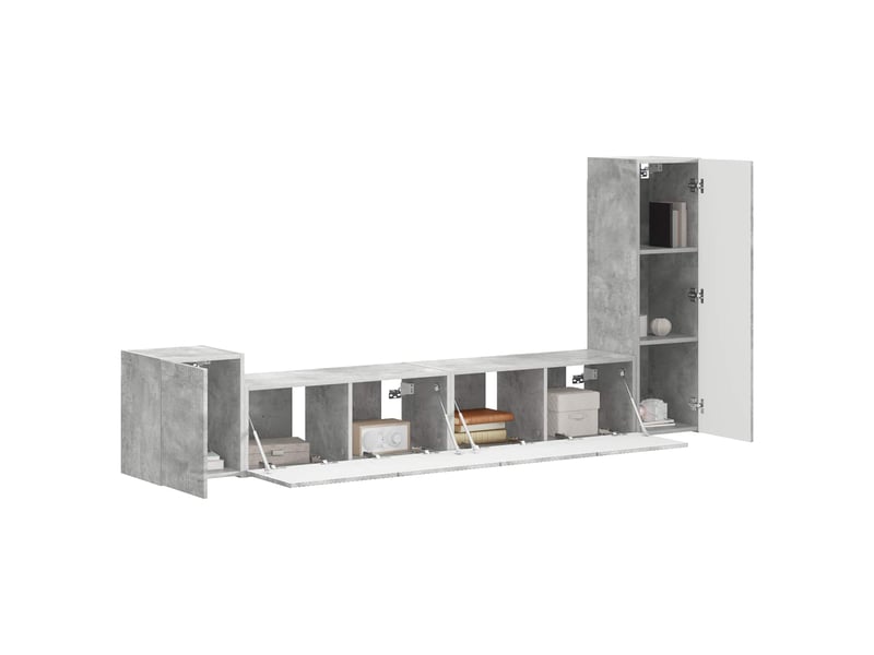  Ensemble meuble tv - banc tv - meuble de rangement 3 pcs gris béton bois d'ingénierie  - Conforama C
