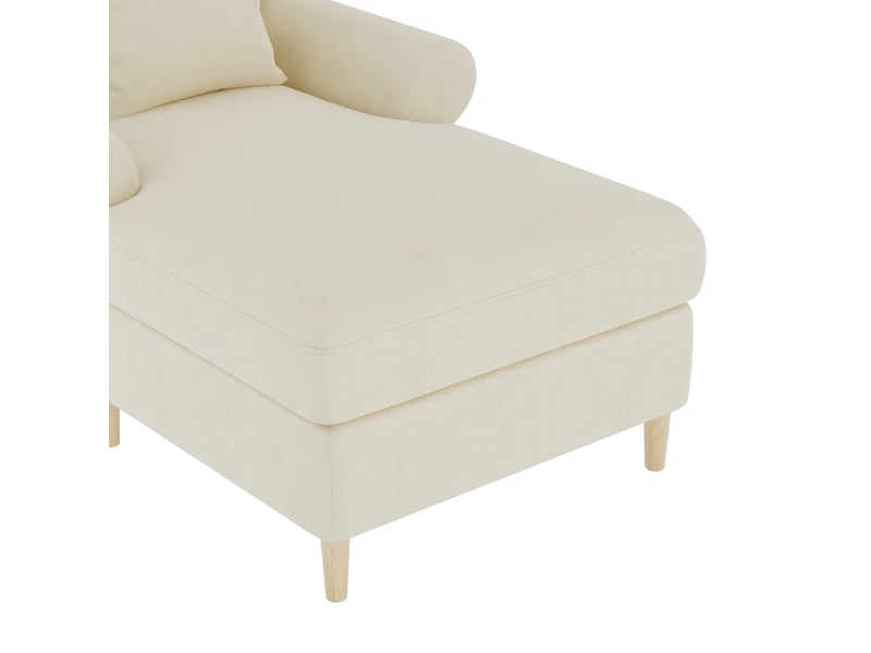  Canapé convertible 1 place en velours beige avec dossier inclinable, coussin lombaire et led intégrée  - Conforama W