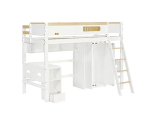 Lit mezzanine 90x200 cm SEYAKANY coloris blanc