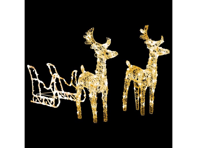  Décoration de noël rennes et traîneau 160 led 130 cm acrylique  - Conforama C