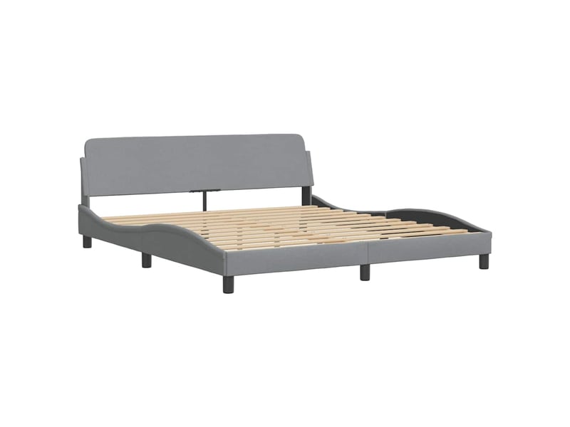  Lit double- lit adulte -  cadre de lit sans matelas hanko gris clair 180x200 cm tissu  - Conforama D