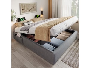 Lit coffre 160x200 cm <strong>WISHDOR</strong> <strong></strong> coloris gris
