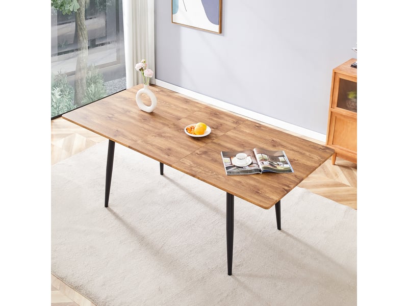  Table de salle à manger 4 à 8 personnes en mdf et métal 150 ou 190,5×80×75 cm finition bois  - Conforama B