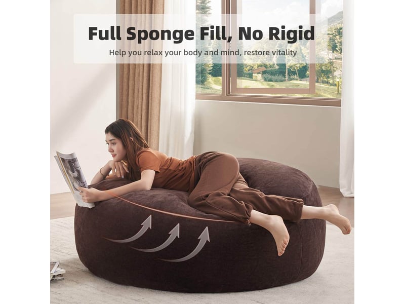  Fauteuil poire ulevr pliable et compact 130 x 120 x 60 cm, assise souple en éponge marron pour adultes  - Conforama D