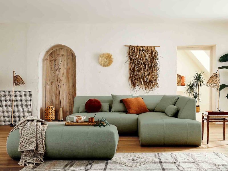 Onyx - canapé modulable d'angle droit 5 places - en tissu - lisa design - vert sauge ONYX - Conforama D