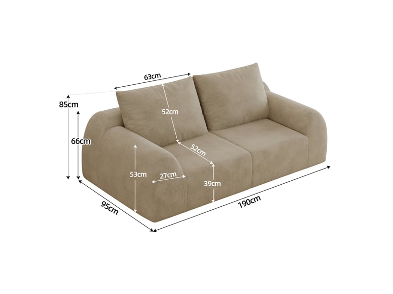  Canapé 2 places modenvie en chenille kaki 190 x 95 x 85 cm compressé  - Conforama C