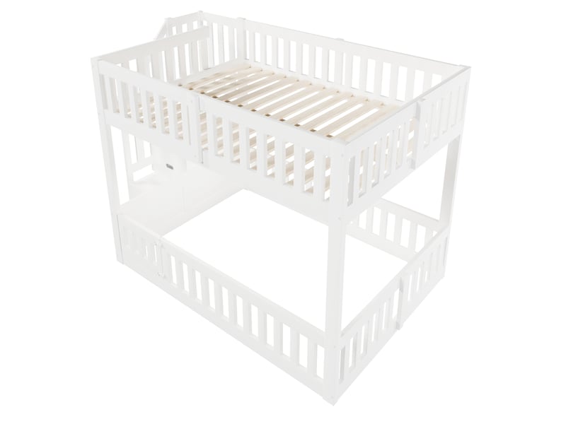  Lit superposé 140x200 cm avec escalier de rangement, blanc, sans matelas  - Conforama R