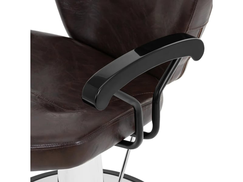 Fauteuil de coiffeur professionnel avec appui-tête et repose-pieds hauteur d'assise 64 cm 150 kg acier pu marron 14_0008965  - Conforama C
