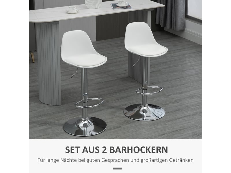  Tabourets de bar lot de 2 pivotants réglables en hauteur - lpospi - dossier et repose-pieds, simili cuir blanc 42×38×82-104 cm  - Conforama C