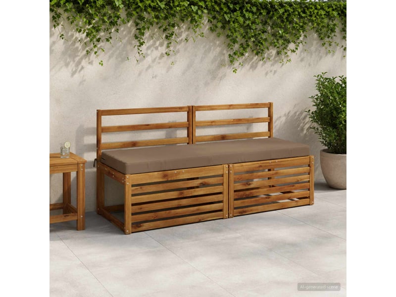  Lot de 2 coussins de banc, coussins d'assise soest 100 % polyester taupe cf57480  - Conforama B
