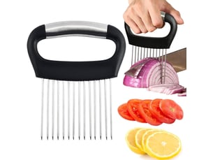 Porte-tranche d'oignon en acier inoxydable,coupe-légumes, coupe citron, outil de tranchage de couteau de cuisine,coupe tomates,pour pommes de terre