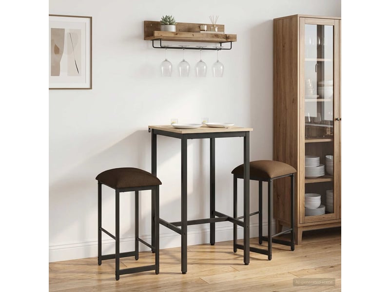  Lot de 2 tabouret de bar, chaise de bar taupe 40x32x74 cm bois d'ingénierie shl61123  - Conforama B