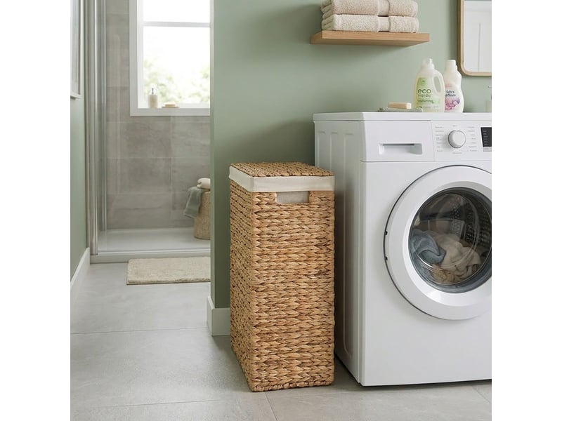 Panier à linge étroit avec couvercle en jacinthe d'eau l21 cm - maya  - Conforama D