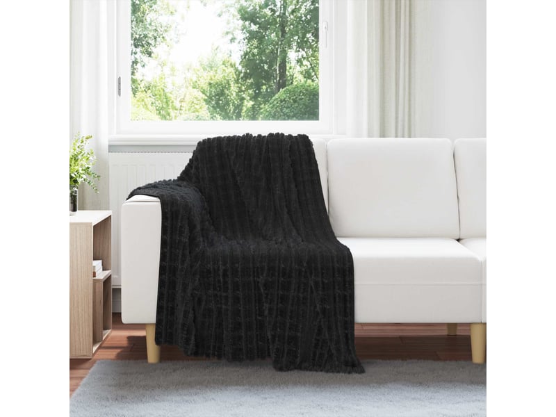  Couverture jetée de canapé noir 150x130 cm 0.5 kg toison  - Conforama B