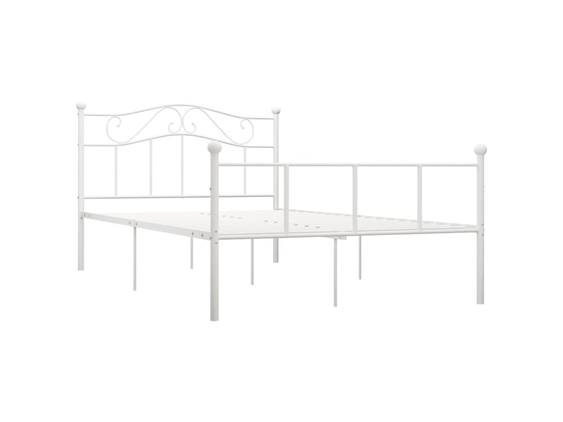  Lit double- lit adulte -  cadre de lit sans matelas et tête de lit blanc métal 160x200 cm  - Conforama A