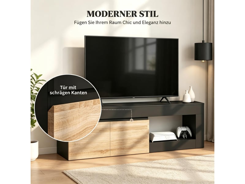  Meuble tv 2 portes avec rangement, pour téléviseur jusqu’à 60 pouces  - Conforama D