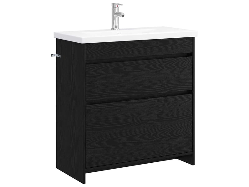  Ensemble de mobilier de salle de bain chêne noir shl2235  - Conforama A