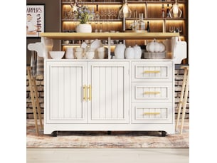 Desserte 2 portes 3 tiroirs - îlot de cuisine mobile à plateaux rabattables 120x40x95 cm mdf blanc effet chêne