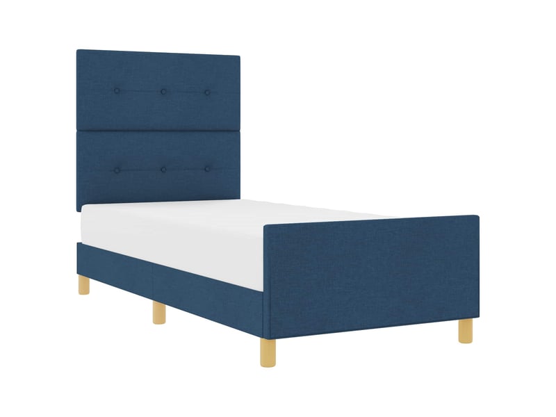  Lit simple- lit adulte -  cadre de lit avec tête de lit bleu 100 x 200 cm tissu  - Conforama A